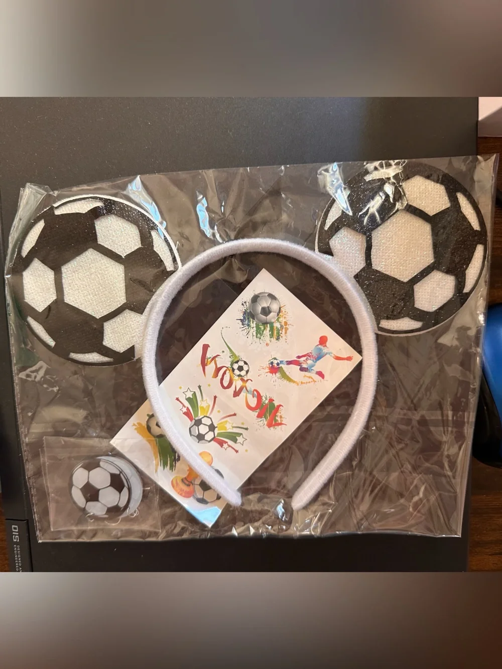 Soccer Patch Headband Set - Black & White